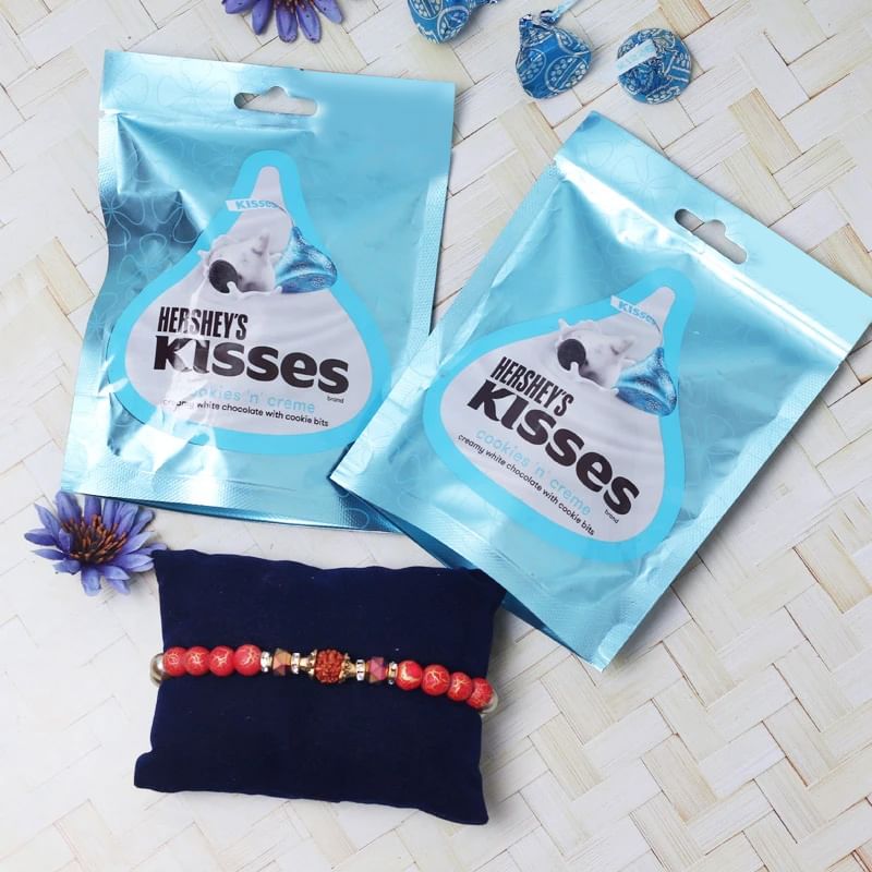Rudraksha Rakhi With Hershey Kisses